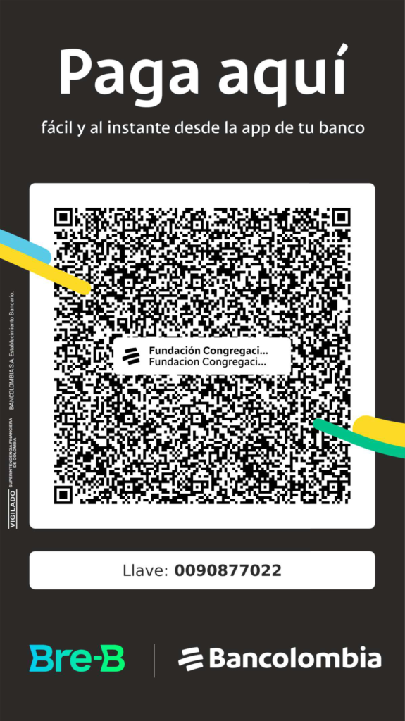 Código QR Bre-B de Bancolombia para donar a Fundación Congregación de los Legionarios de Cristo, llave 0090877022